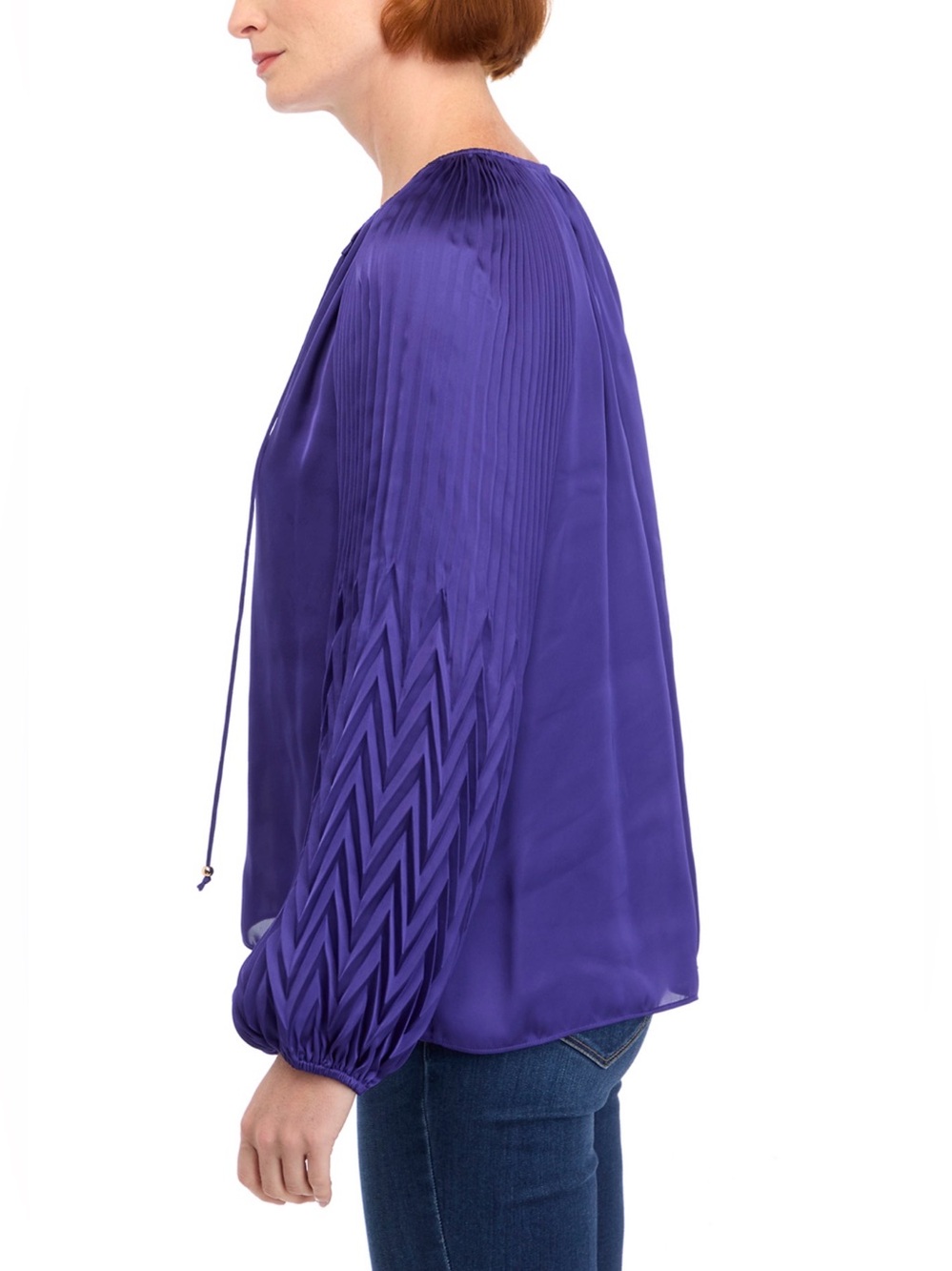 PHILOSOPHY By REPUBLIC Women's Purple Long-Sleeve Pleated Sleeve Blouse. - Picture 2 of 5